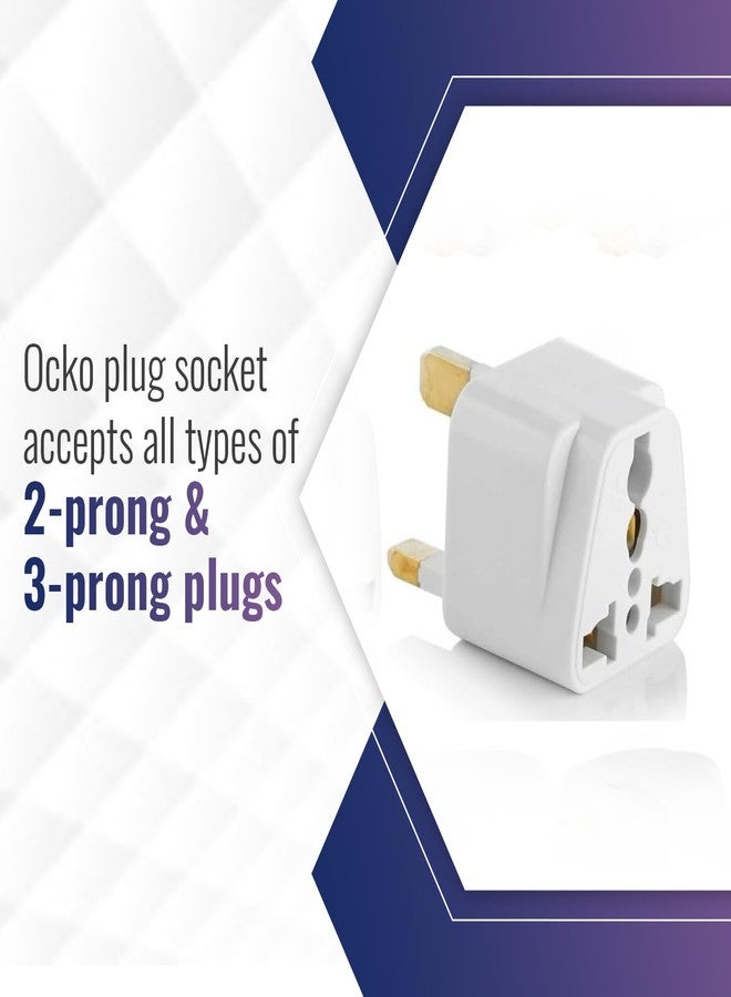 Ocko 3 Prong Pin Plug (Type G Adapter) | UK to Universal Computer Conversion Outlet Plug Adapter | Travel Companion for International Devices, Australia/New Zealand/China, UK (Pack of 10, White) - Image 4